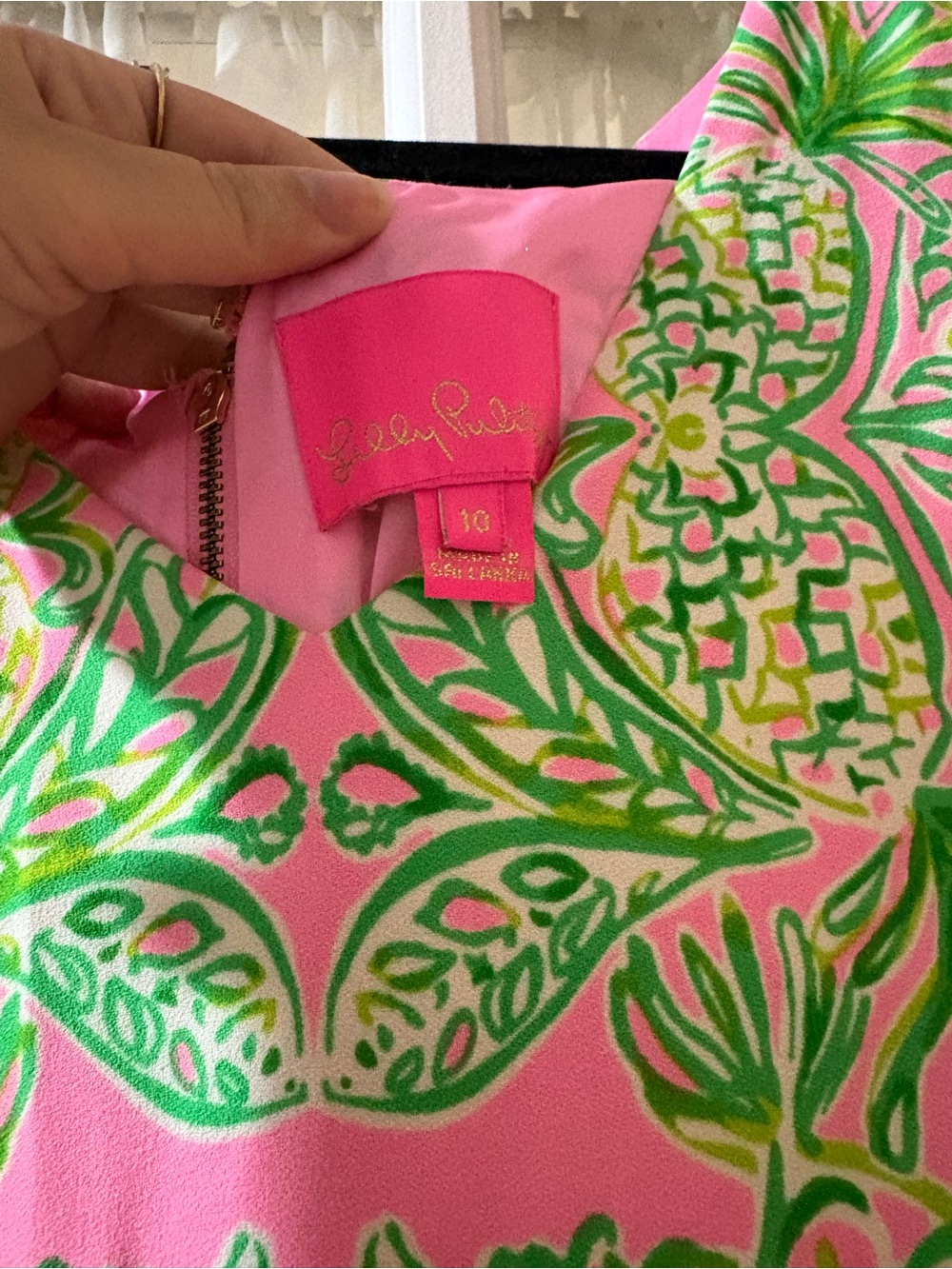 Lilly Pulitzer Hot Pink Romper with Bright Green Print - Picture 3 of 13